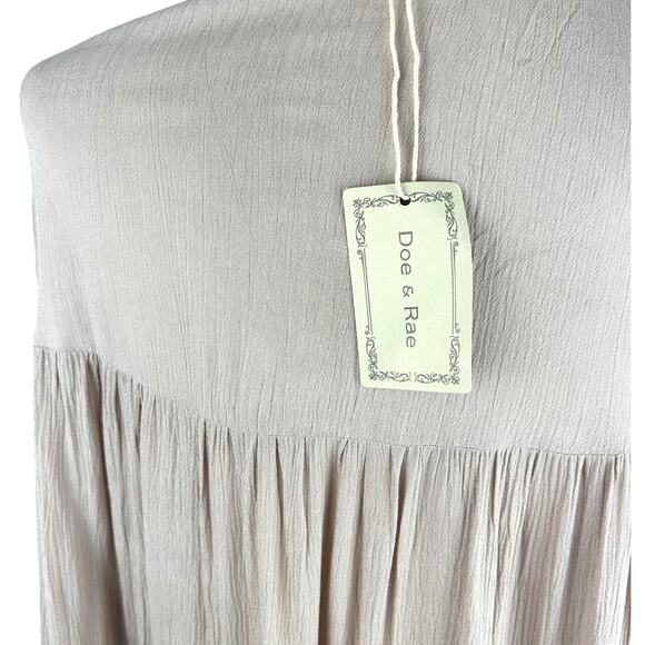 NEW Doe & Rae Light Blush Pink Gauzy Tiered Flared Sleeve Dress Size L - Picture 5 of 6